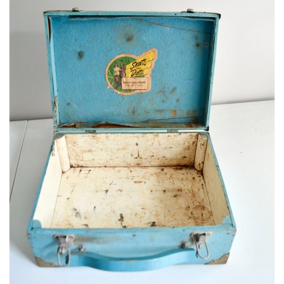 Vintage Roller Skate Wood Case Box Blue "Moulton's Rollerdrome Rush City, MN" - Picture 9 of 10